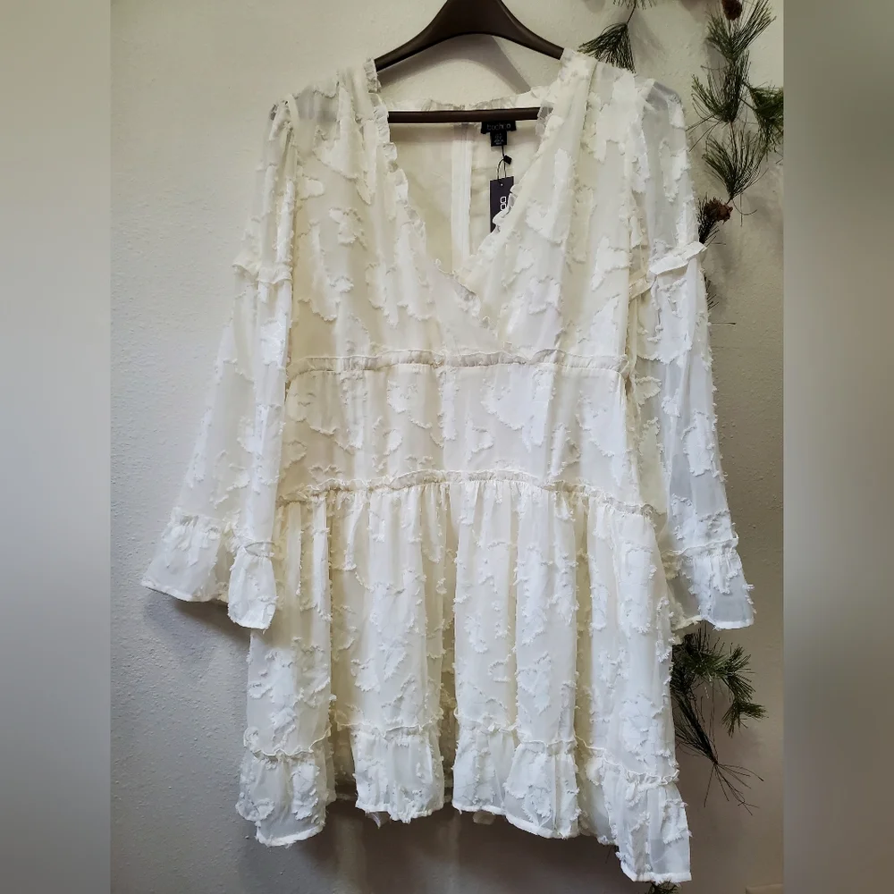 Boohoo Boho Petite Burnout Frill Mini Dress NWT - Picture 15 of 16